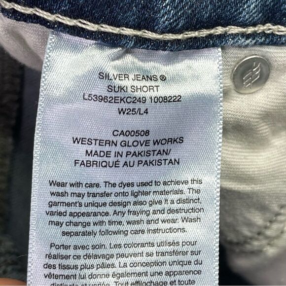 Silver Jeans Suki Shorts Women's 25 Blue Low Rise Cuffed Distressed Denim - Picture 4 of 9